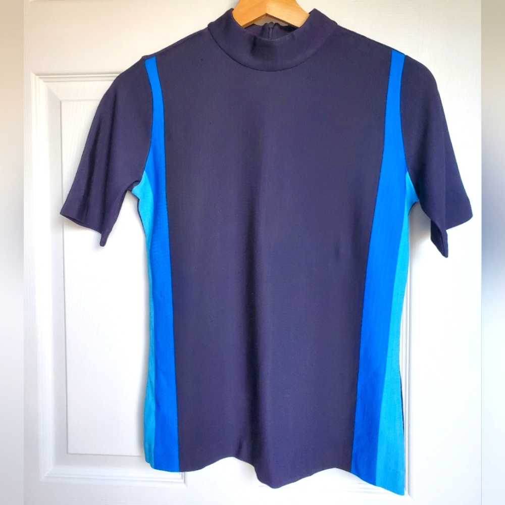 Hugo Boss | Dark Blue Jersey Short Sleeve Stretch Blouse Top Size S
